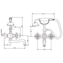 Смеситель для ванны Timo Nelson 1944YCR gold
