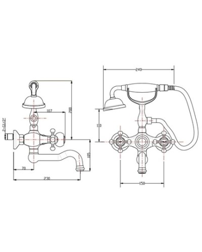 Смеситель для ванны Timo Nelson 1944YCR gold