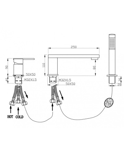 Смеситель на борт ванны RIMERO RM0808BL (Черный матовый)