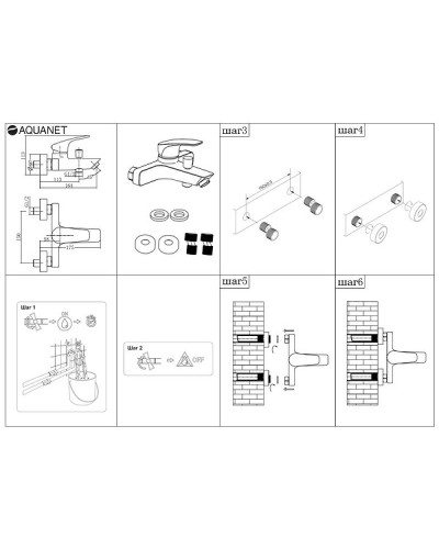 Смеситель для ванны Aquanet Static AF330-20B 261822 Черный матовый