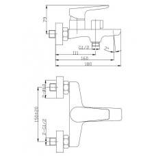 Смеситель для ванны BelBagno Ancona ANCONA-VAS-CRM Хром