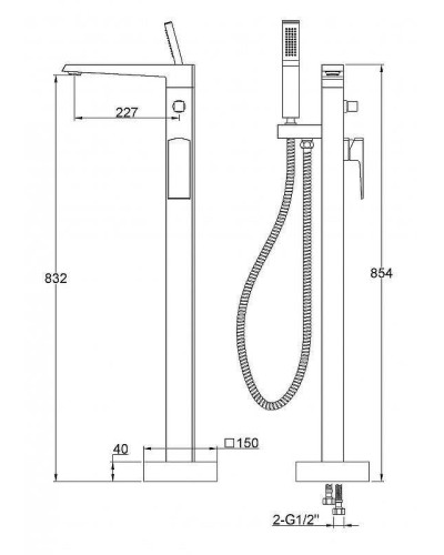 Смеситель для ванны BelBagno Arlie ARL-FMTA-CRM Хром