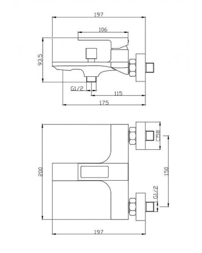 Смеситель для ванны BelBagno Luce LUC-VAS-CRM Хром