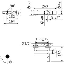 Смеситель для ванны Cezares LEAF-VD-NOP Черный матовый