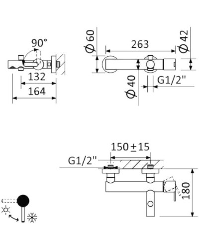 Смеситель для ванны Cezares LEAF-VD-NOP Черный матовый