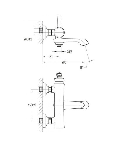 Смеситель для ванны Cezares LIBERTY-F-VD-01 Хром