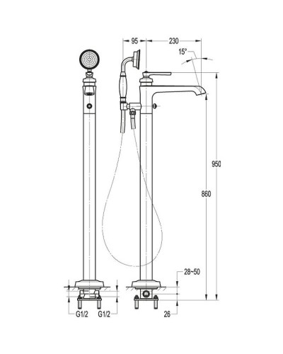 Смеситель для ванны Cezares LIBERTY-F-VDP-01 Хром