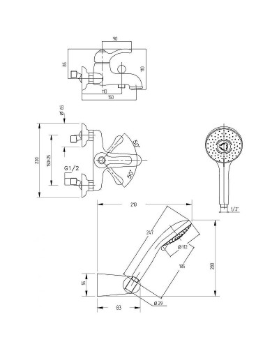 Смеситель для ванны Migliore Grazia 29686 Хром