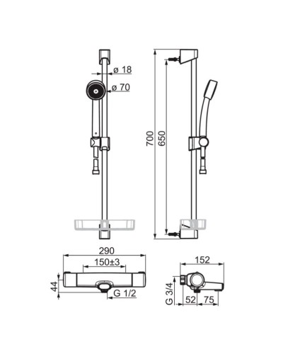 Термостат для ванны Oras Nova 7448
