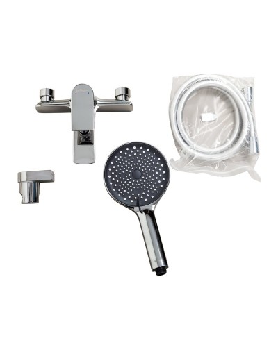 Смеситель для ванны и душа в комплекте с ручным душем, шлангом и держателем BelBagno MARINO-VASM-CRM