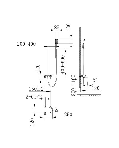Смеситель для ванны Lemark Mista LM6414WG Золото Белый