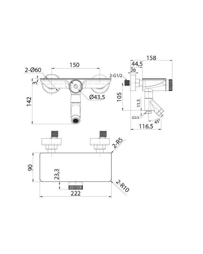 Смеситель для ванны Iddis Shelfy SHESBBTi02WA Хром
