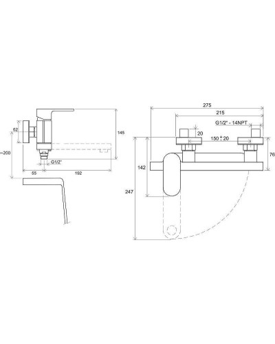 Смеситель для ванны Ravak Chrome CR 022.00/150 X070042 Хром