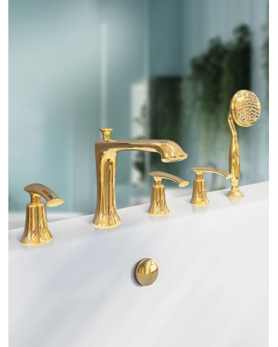 Смеситель на борт ванны с душем AltroBagno Beatrice 020103 Or