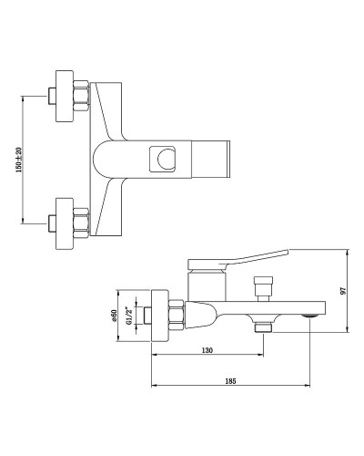 Смеситель для ванны Bronze de Luxe Element EL03GB Золото Черный матовый