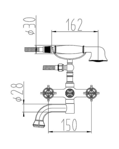 Смеситель для ванны Zorg Antic A 2001W-SL