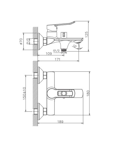 Смеситель для ванны Haiba HB60556 Хром