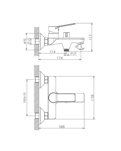 Смеситель для ванны Haiba HB60559 Хром