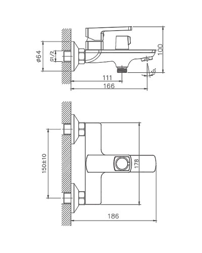 Смеситель для ванны Haiba HB60176 Хром