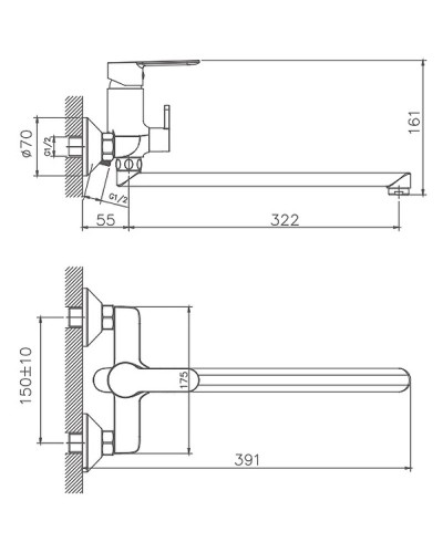 Смеситель для ванны Haiba HB22557-8 универсальный Белый Хром