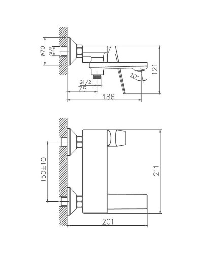 Смеситель для ванны Haiba HB60533-3 Пепельный