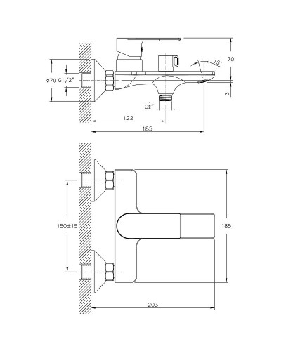 Смеситель для ванны Haiba HB60505 Хром