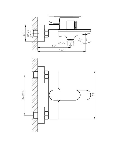 Смеситель для ванны Haiba HB60590 Хром