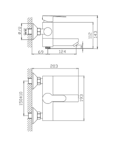Смеситель для ванны Haiba HB60801 Нержавеющая сталь