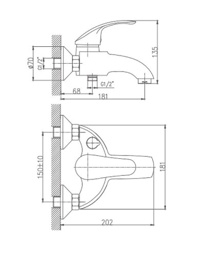 Смеситель для ванны Haiba HB3221 Хром