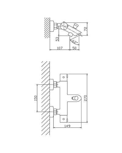 Смеситель для ванны Haiba HB60809 с термостатом Хром