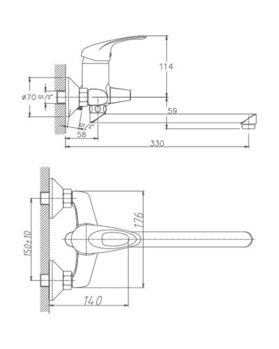 Смеситель для ванны Haiba HB2203 универсальный Хром