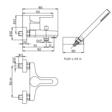 Смеситель для ванны Paini Arena 92CR1052SFTKM