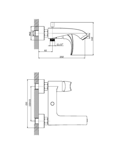 Смеситель для ванны Orange Astin M21-100cr