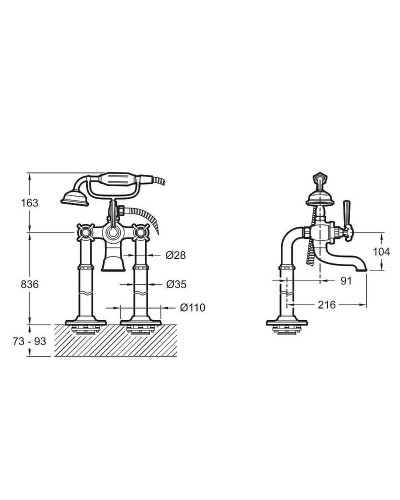 Смеситель для ванны Jacob Delafon Cleo 1889 E24314-CP Хром глянцевый
