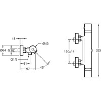 Смеситель для ванны Jacob Delafon Rivoli E24325-CP с термостатом Хром