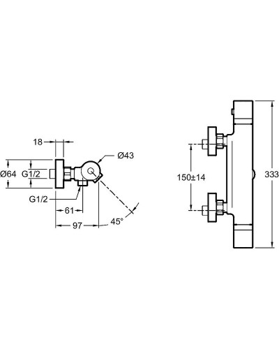 Смеситель для ванны Jacob Delafon Rivoli E24325-CP с термостатом Хром