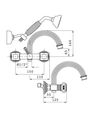 Смеситель для ванны Cezares APHRODITE-V-01-SW