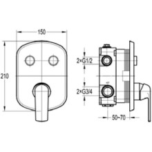 Смеситель для ванны Cezares GLOBO-F-VDIM2-B-01