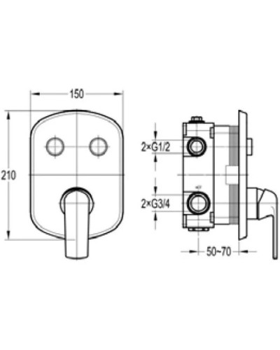 Смеситель для ванны Cezares GLOBO-F-VDIM2-B-01