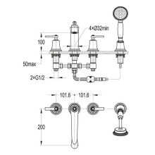 Смеситель на борт ванны Cezares LIBERTY-F-BVD4-01