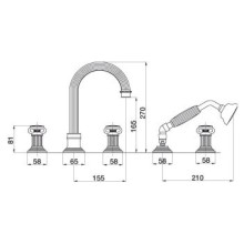 Смеситель на борт ванны Cezares APHRODITE-BVD-01-O