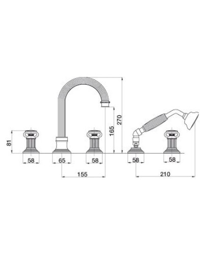 Смеситель на борт ванны Cezares APHRODITE-BVD-02-S1
