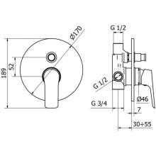 Смеситель для ванны Cezares BITONE-VDIM-01