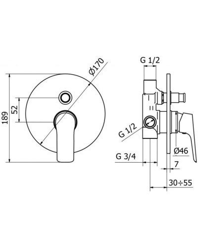 Смеситель для ванны Cezares BITONE-VDIM-01