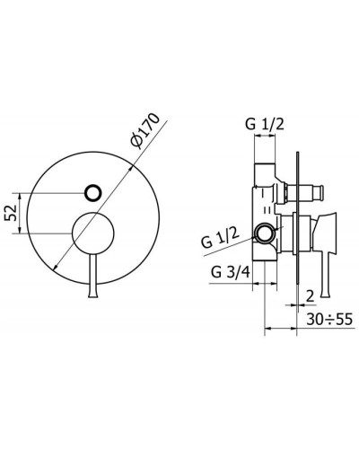 Смеситель для ванны Cezares POSITANO-VDIM-01