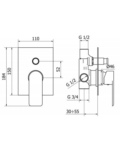 Смеситель для ванны Cezares FURORE-VDIM-01-Cr