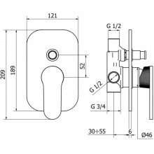 Смеситель для ванны Cezares DIANA-VDIM-01