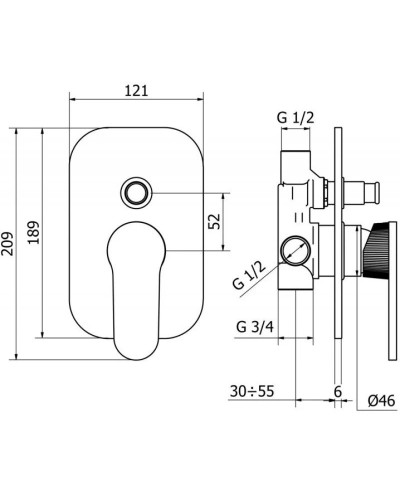 Смеситель для ванны Cezares DIANA-VDIM-01