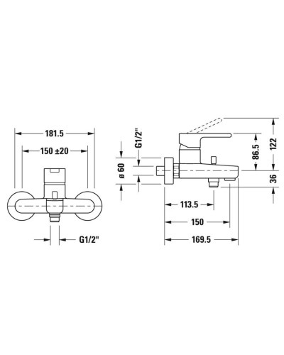 Смеситель для ванны Duravit B.2 B25230000010