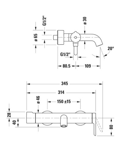 Смеситель для ванны Duravit C.1 C15230000010